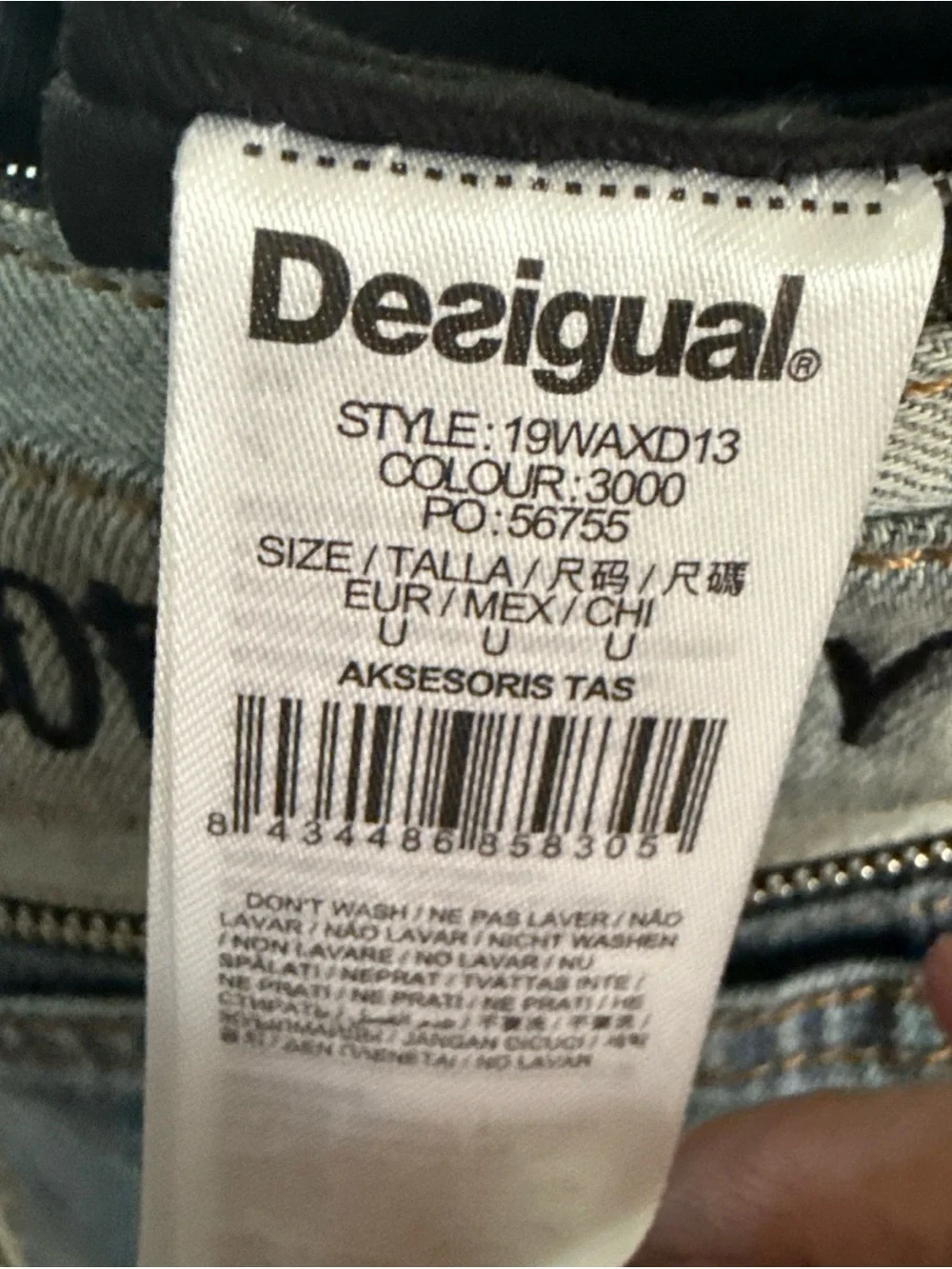 Desigual NWT Denim Crossbody Bag  Embroidery Sequin Patchwork I Want More Love